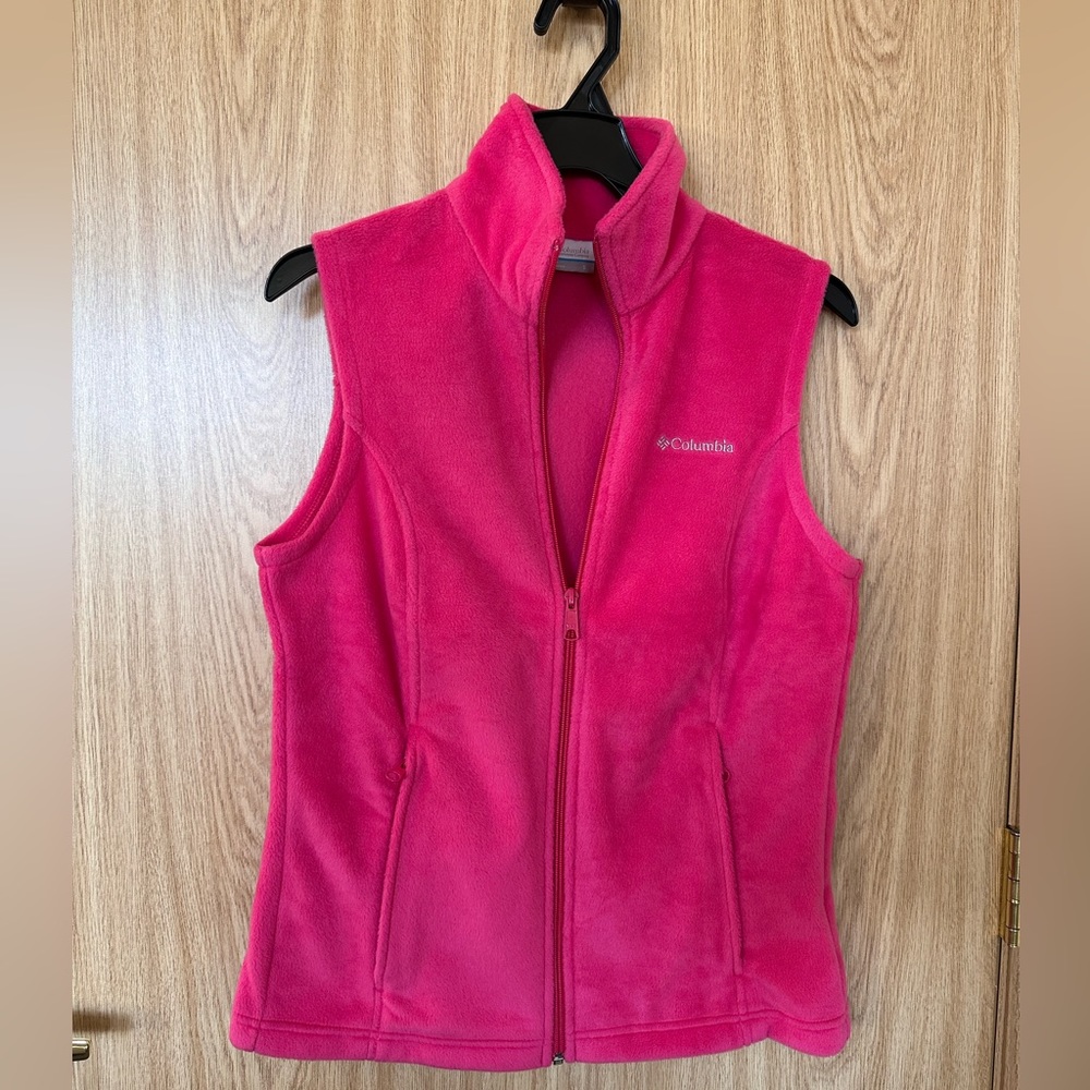 New Columbia Fuschia Fleece Zip Up Dual Side Pocket Vest Women’s S
